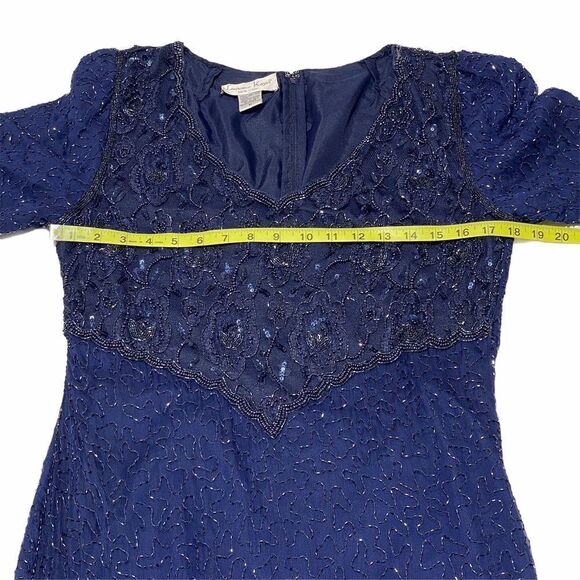 LAURENCE Kazar Blue Beaded Silk Maxi Dress Medium - Picture 4 of 12